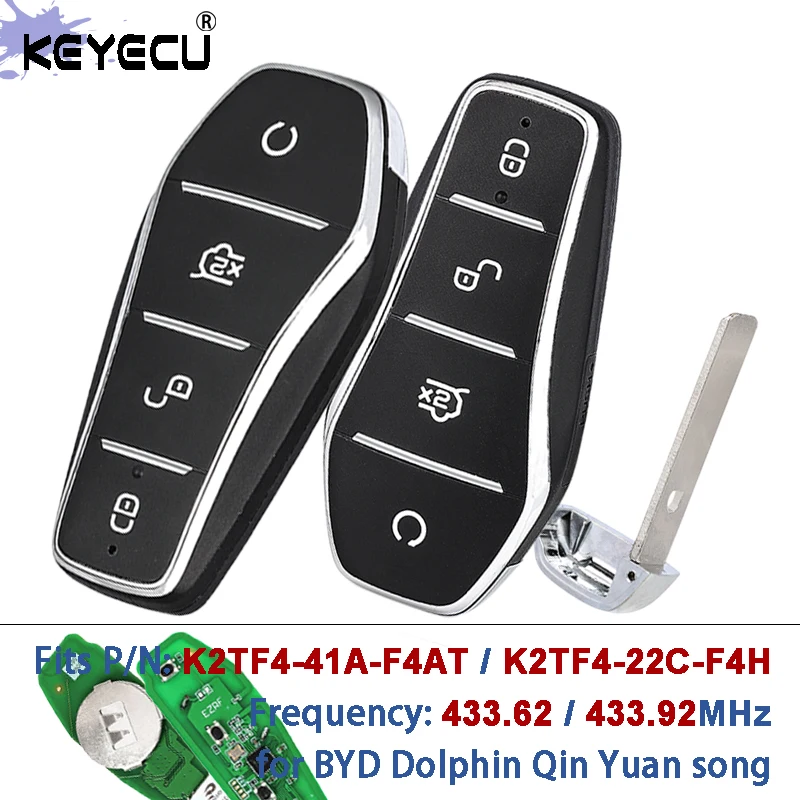 KEYECU for BYD Dolphin Qin PLUS DM-i Qin PLUS EV Yuan song 433.62MHz 433.92MHz K2TF4-22C-F4H K2TF4-41A-F4AT Smart Remote Key Fob
KEYECU for BYD Dolphin Qin PLUS DM-i Qin PLUS EV Yuan song 433.62MHz 433.92MHz K2TF4-22C-F4H K2TF4-41A-F4AT Smart Remote Key Fob