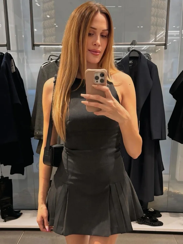 TRAFZA женское модное мини-платье High Street однотонное с круглым вырезом без рукавов на молнии со складками летние тонкие платья женские модные
TRAFZA женское модное мини-платье High Street однотонное с круглым вырезом без рукавов на молнии со складками летние тонкие платья женские модные