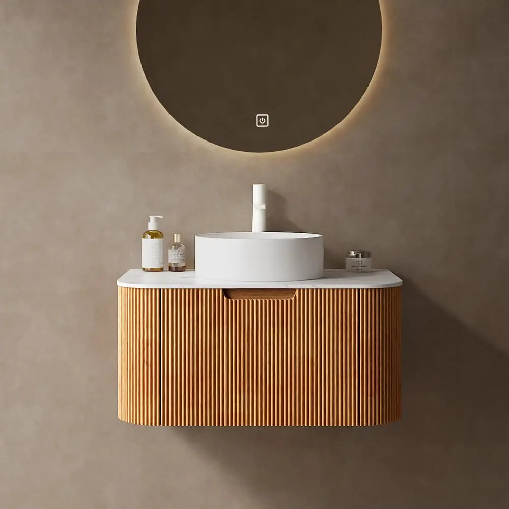 30in Wall Mounted Bathroom Vanity with Sink Oak Plywood Soft Close Drawer Round White Basin, Customized
30in Wall Mounted Bathroom Vanity with Sink Oak Plywood Soft Close Drawer Round White Basin, Customized