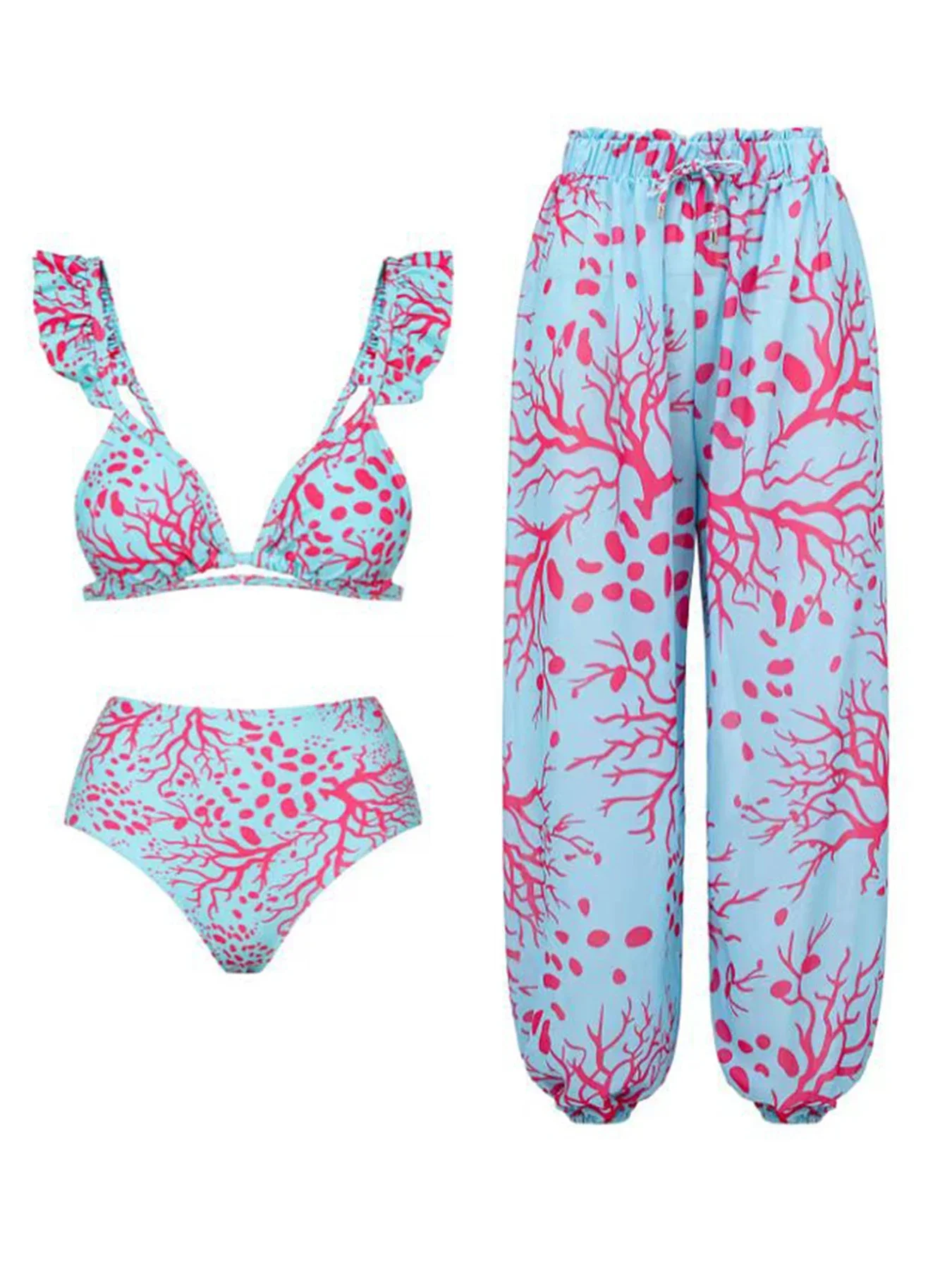 V-Neck Ruffled Bikini 2025 New Three Pieces Swimwear Women Swimsuit Female Bikini And Beach Pants Printed Bathing Suit Beachwear
V-Neck Ruffled Bikini 2025 New Three Pieces Swimwear Women Swimsuit Female Bikini And Beach Pants Printed Bathing Suit Beachwear