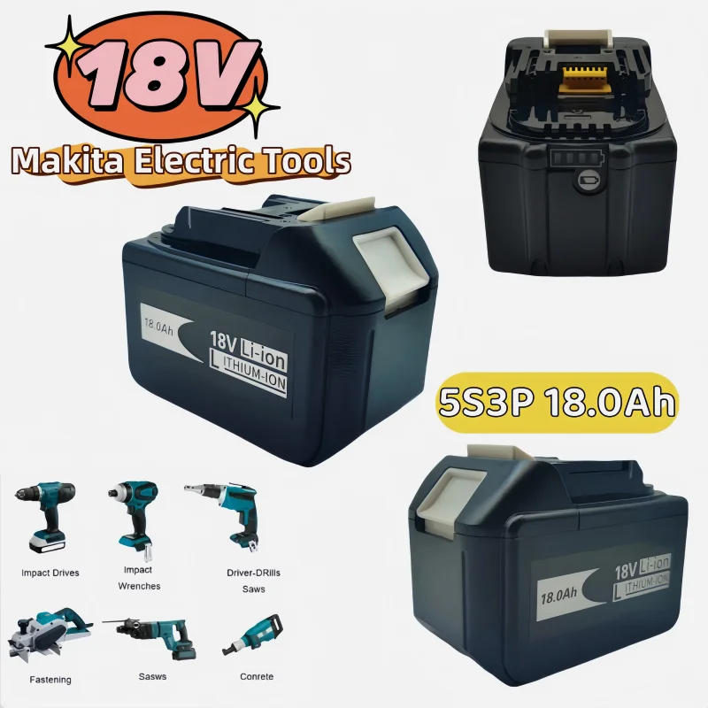 100% replacement of universal 18V charger lithium battery for Makita 18V BL1860 BL1850B BL1850 BL1840 BL1830 electric tools.
100% replacement of universal 18V charger lithium battery for Makita 18V BL1860 BL1850B BL1850 BL1840 BL1830 electric tools.