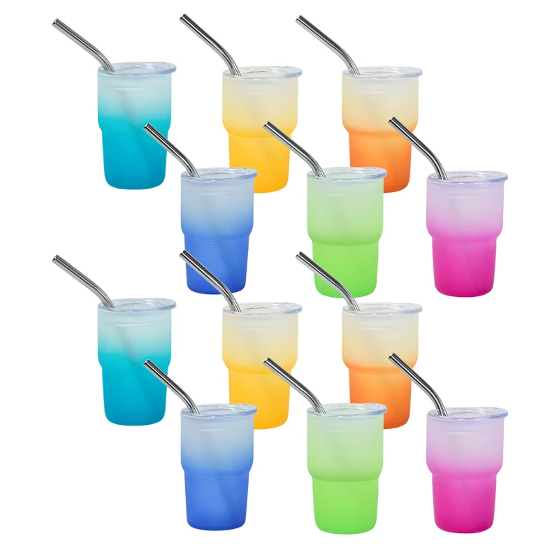Free Shipping USA Warehouse 12pcs Mixed Colors 3oz Mini Sublimation Blank Gradient Glass Cup Shot Glasses with Metal Straw Wang
Free Shipping USA Warehouse 12pcs Mixed Colors 3oz Mini Sublimation Blank Gradient Glass Cup Shot Glasses with Metal Straw Wang