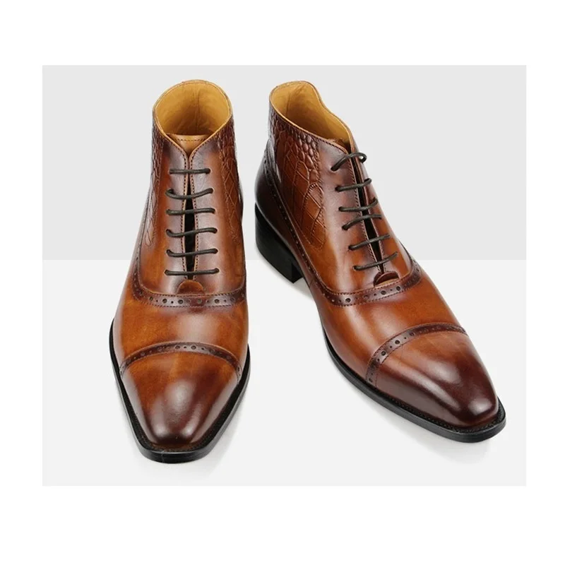 Fashion High Ankle Boots For Men Genuine Leather Luxury Printing Business Dress Shoe Pointed Toe Retro Classic Brown Male's Boot
Fashion High Ankle Boots For Men Genuine Leather Luxury Printing Business Dress Shoe Pointed Toe Retro Classic Brown Male's Boot