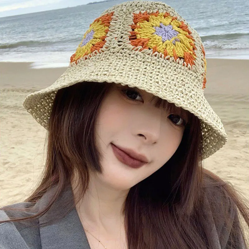 Fashion Rainbow Straw Hat Sunscreen Hat Women Summer Korean Hollow Color Blocking Design Beach Vacation Bucket Cap Chapeau
Fashion Rainbow Straw Hat Sunscreen Hat Women Summer Korean Hollow Color Blocking Design Beach Vacation Bucket Cap Chapeau