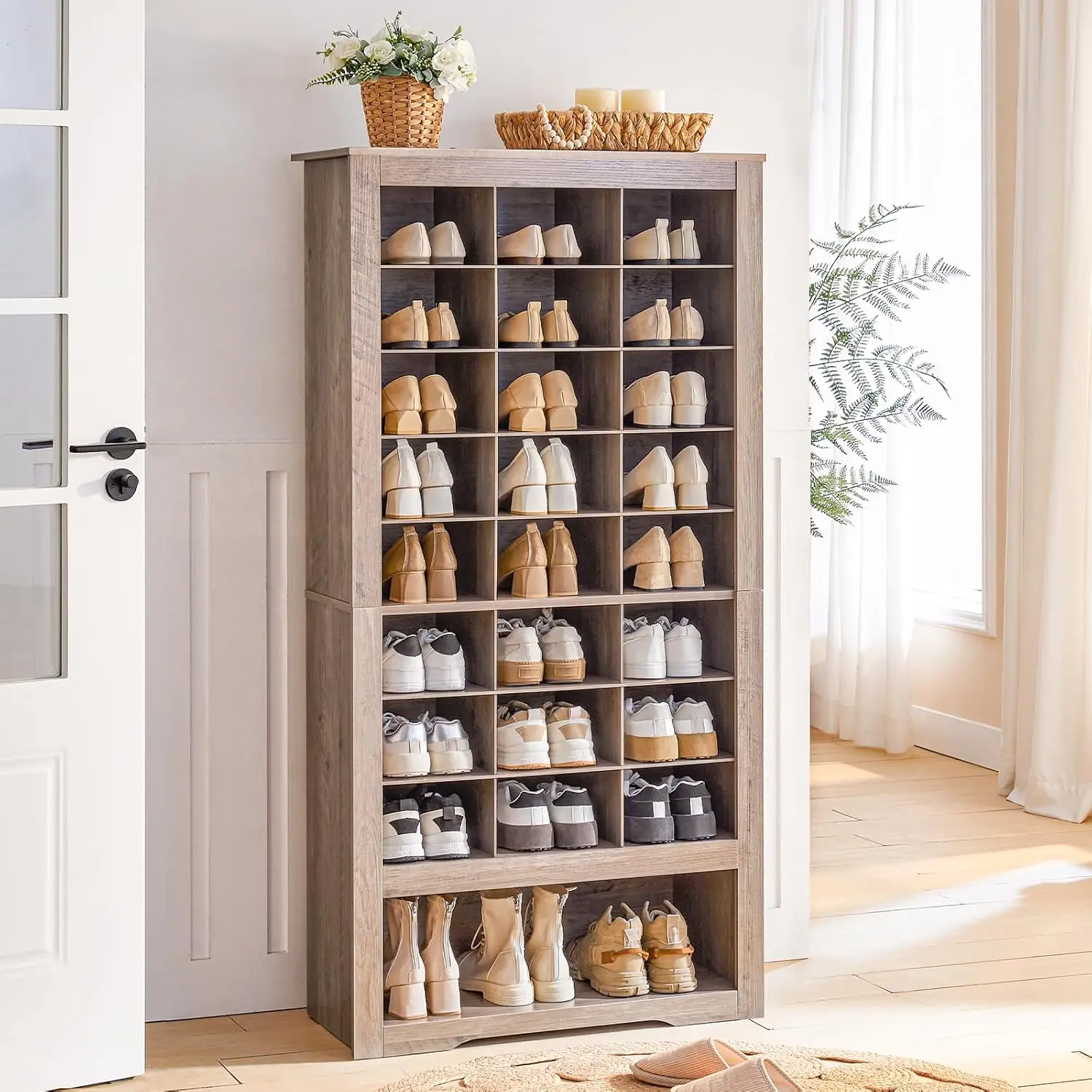 Tall Shoe Cabinet, 9 Tier Shoe Storage Cabinet, Freestanding Wooden Shoe Cabinet Organizer with 24 Cubbies and 3, Customized
Tall Shoe Cabinet, 9 Tier Shoe Storage Cabinet, Freestanding Wooden Shoe Cabinet Organizer with 24 Cubbies and 3, Customized