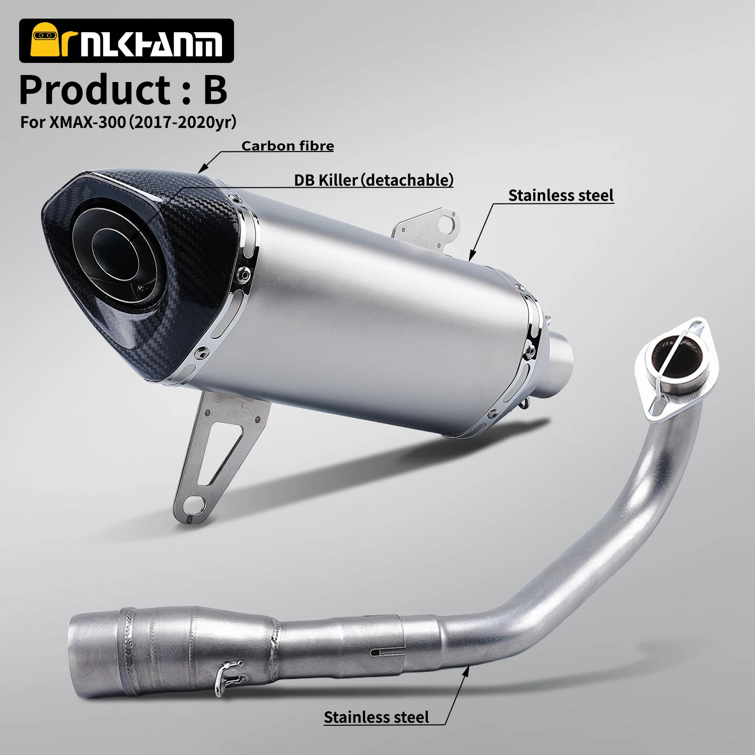 X-MAX300 Motorcycle exhaust full system retrofit section with carbon tip muffler For X-MAX300 X-MAX250 XMAX300 2017-2020
X-MAX300 Motorcycle exhaust full system retrofit section with carbon tip muffler For X-MAX300 X-MAX250 XMAX300 2017-2020