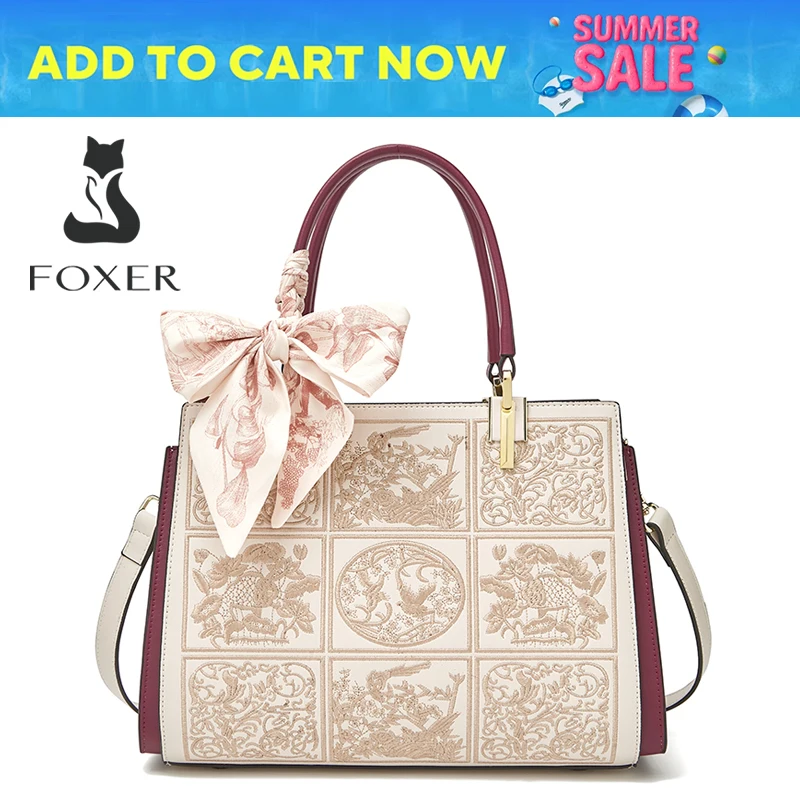 FOXER Women Crossbody Shoulder Bag Fall Winter Office Handbag Lady Medium Tote Chic Split Leather Silk Scarf Printing Pocket Bag
FOXER Women Crossbody Shoulder Bag Fall Winter Office Handbag Lady Medium Tote Chic Split Leather Silk Scarf Printing Pocket Bag