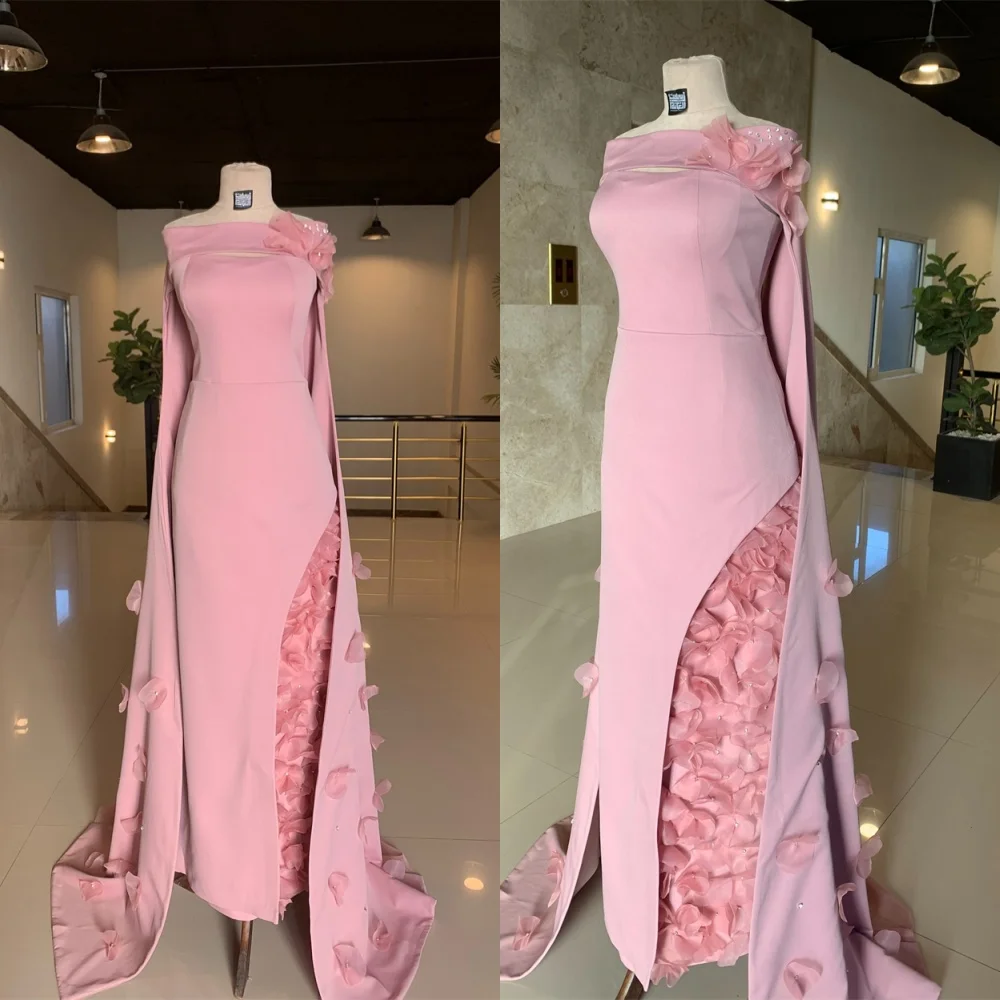 Customized Luxury pink Jersey Evening Dress Exquisite Strapless Shawl Sleeveless Mermaid Flowers Chapel Train Homecomin
Customized Luxury pink Jersey Evening Dress Exquisite Strapless Shawl Sleeveless Mermaid Flowers Chapel Train Homecomin