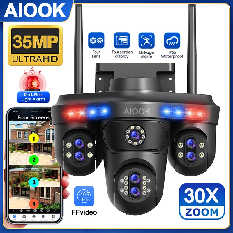 AIOOK HD 35MP 7 Lens Outdoor Camera 30X ZOOM IP CCTV Waterproof Lights Alarms Wifi Camera Two-way Intercom Mobile Tracking
AIOOK HD 35MP 7 Lens Outdoor Camera 30X ZOOM IP CCTV Waterproof Lights Alarms Wifi Camera Two-way Intercom Mobile Tracking
