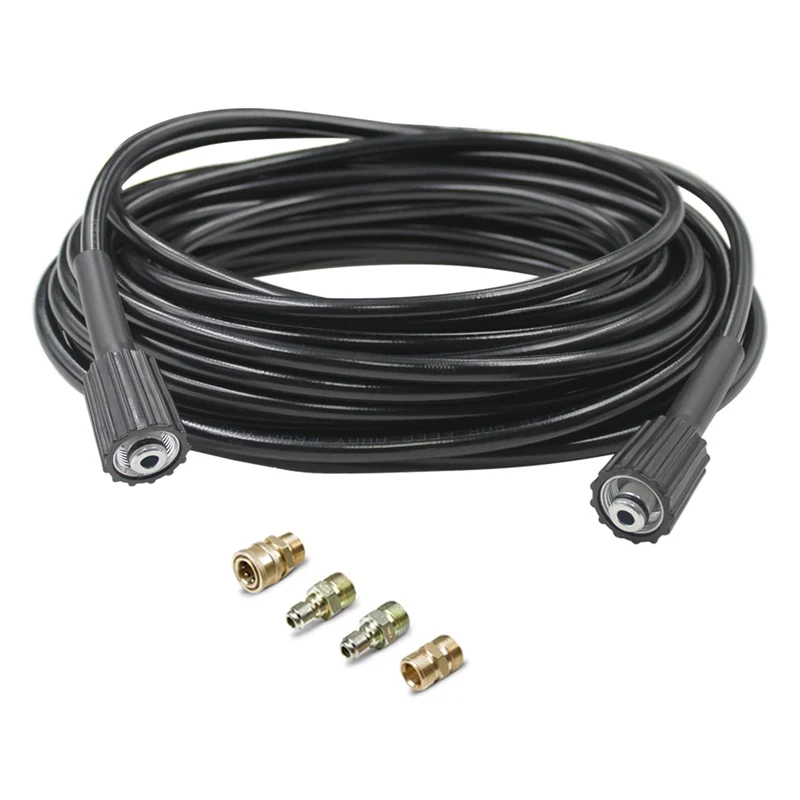 Pressure Washer Hose M22 14mm Thread Flexible Extension Hose with 3/8 Quick Connect Adapters with 4 Adapters for Power Washing
Pressure Washer Hose M22 14mm Thread Flexible Extension Hose with 3/8 Quick Connect Adapters with 4 Adapters for Power Washing