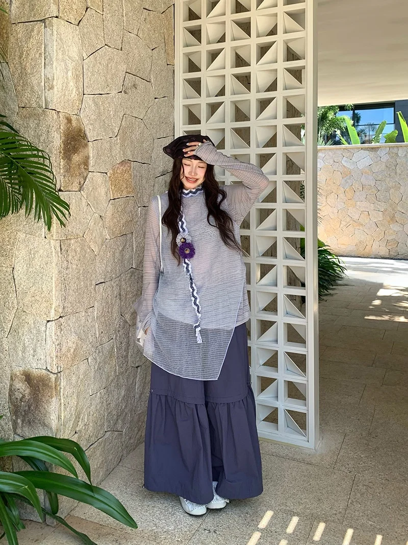 Retro Pure Color Flared Pants Spring Design Layered Nine-Piece Skirt Pants Casual High Waist Other Material Ladies Trousers
Retro Pure Color Flared Pants Spring Design Layered Nine-Piece Skirt Pants Casual High Waist Other Material Ladies Trousers