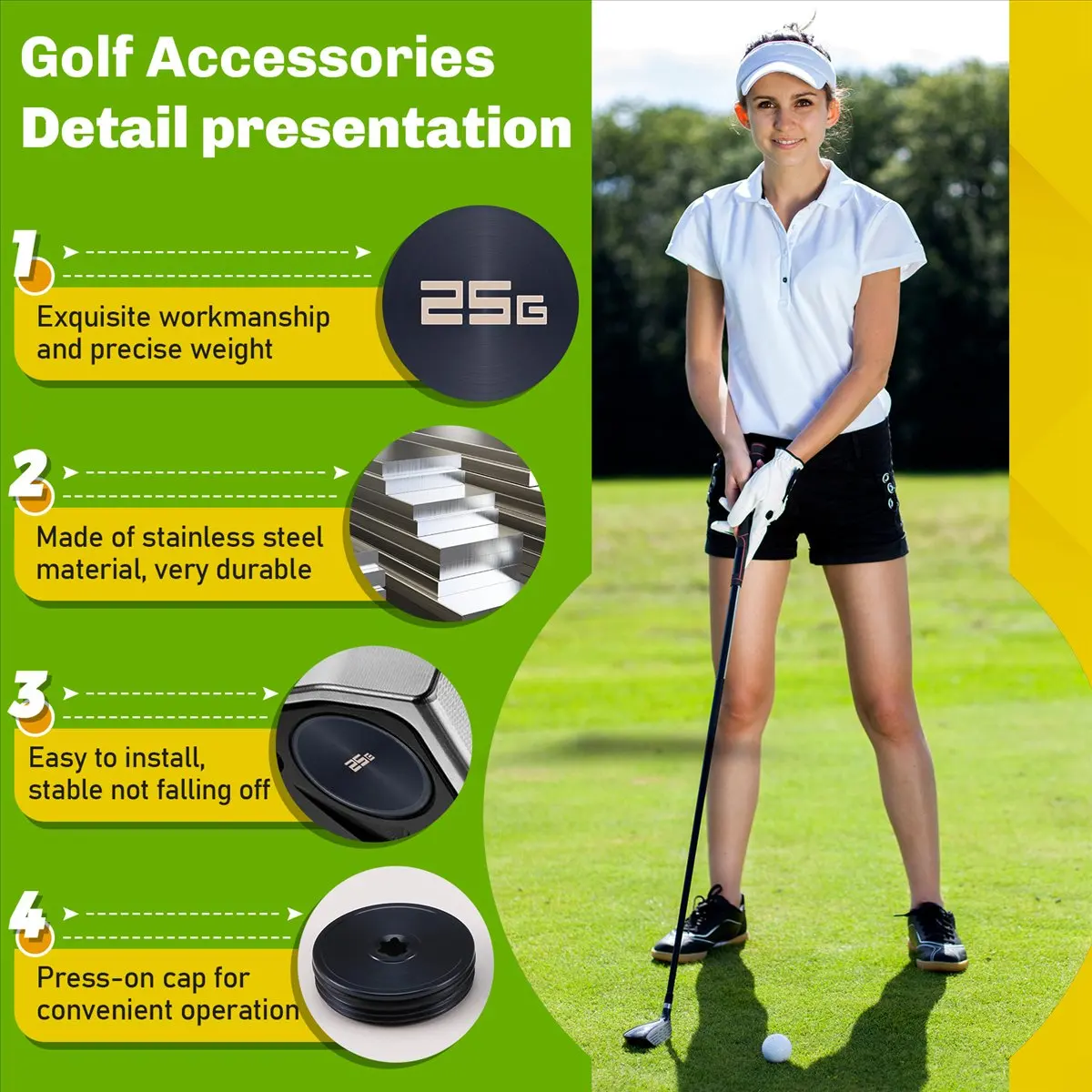 T34C 2pcs New Applicable Golf Club for AI ONE Artificial Intelligence Putter Weight Block Legal Code(25g)
T34C 2pcs New Applicable Golf Club for AI ONE Artificial Intelligence Putter Weight Block Legal Code(25g)