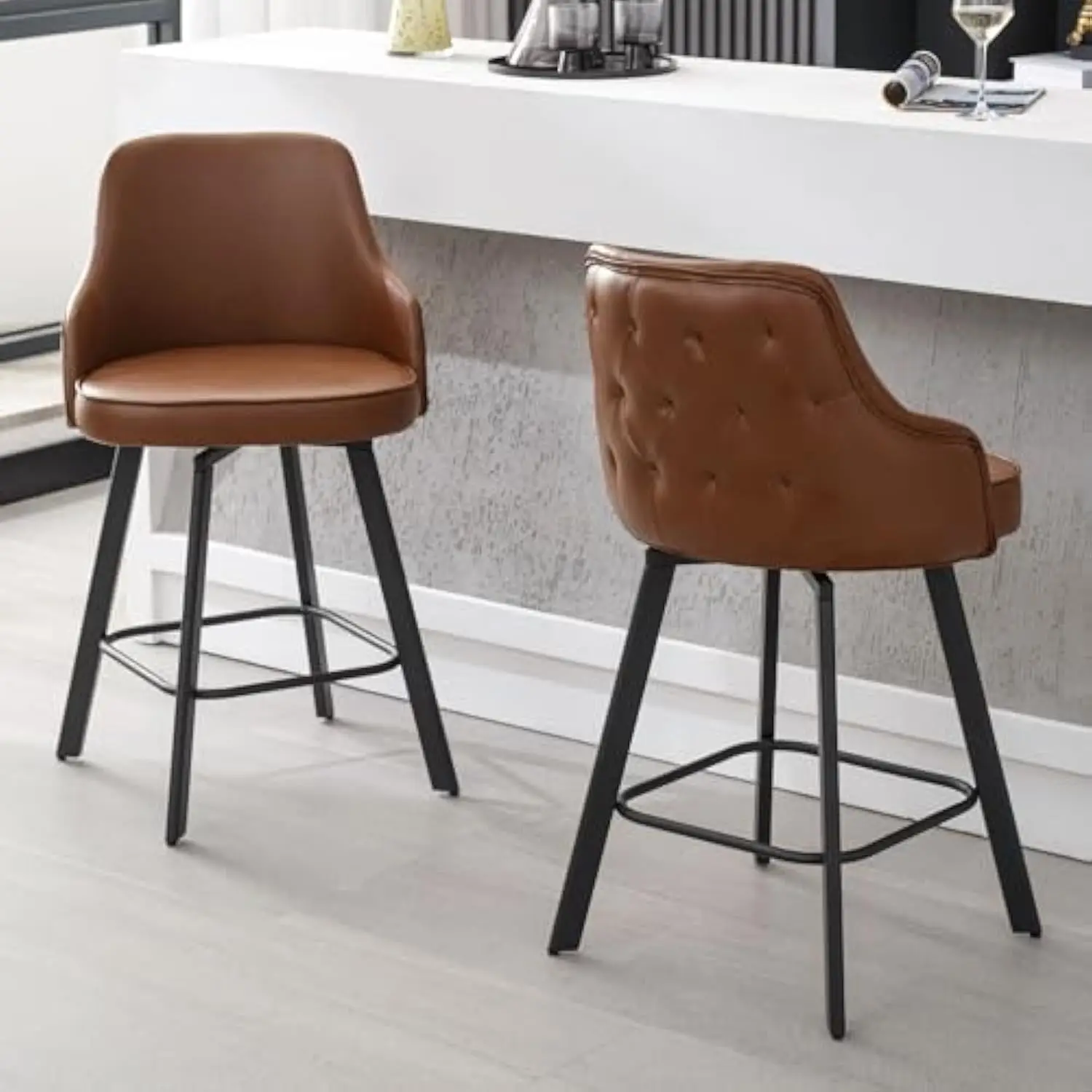 Bar Stools Set of 2, 26 Swivel Counter Height Bar Stools with High Back, Faux Leather Kitchen Barstools Counter Height for Kitc
Bar Stools Set of 2, 26 Swivel Counter Height Bar Stools with High Back, Faux Leather Kitchen Barstools Counter Height for Kitc