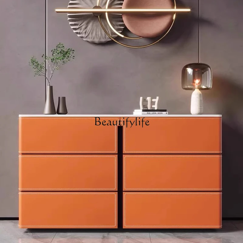 Light luxury saddle leather dining side cabinet, living room six chest cabinet, bedroom cabinet, rock slab storage
Light luxury saddle leather dining side cabinet, living room six chest cabinet, bedroom cabinet, rock slab storage
