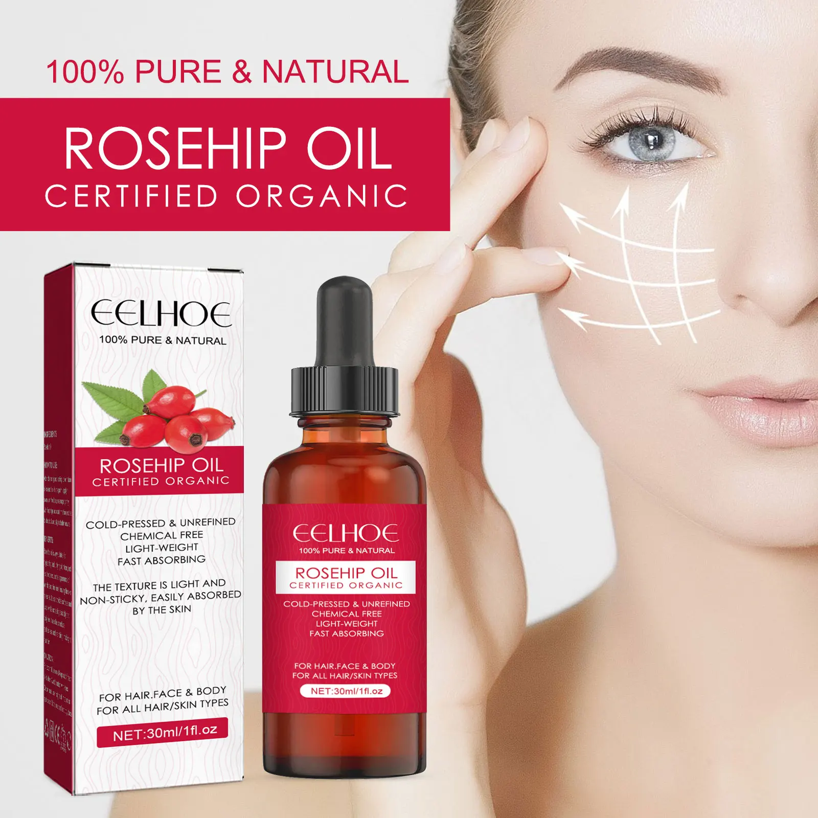 EELHOE Rosehip Oil for Face Body Hydrating Dry Skin Nourishing Massage Oil Hair Skin Care 100% Natural Moisturizing Treatment
EELHOE Rosehip Oil for Face Body Hydrating Dry Skin Nourishing Massage Oil Hair Skin Care 100% Natural Moisturizing Treatment