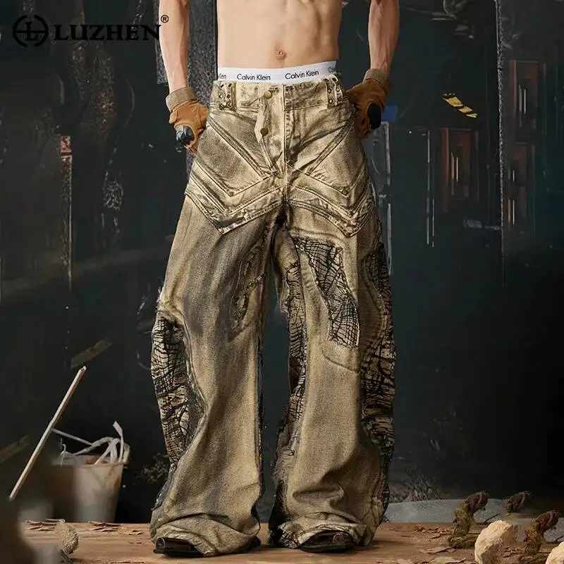 LUZHEN 2026 New Original Personalized Vintage Style Wornout Tie-dyed Patchwork Embroidery Loose Wide Leg Men Denim Pants JY6591
LUZHEN 2026 New Original Personalized Vintage Style Wornout Tie-dyed Patchwork Embroidery Loose Wide Leg Men Denim Pants JY6591