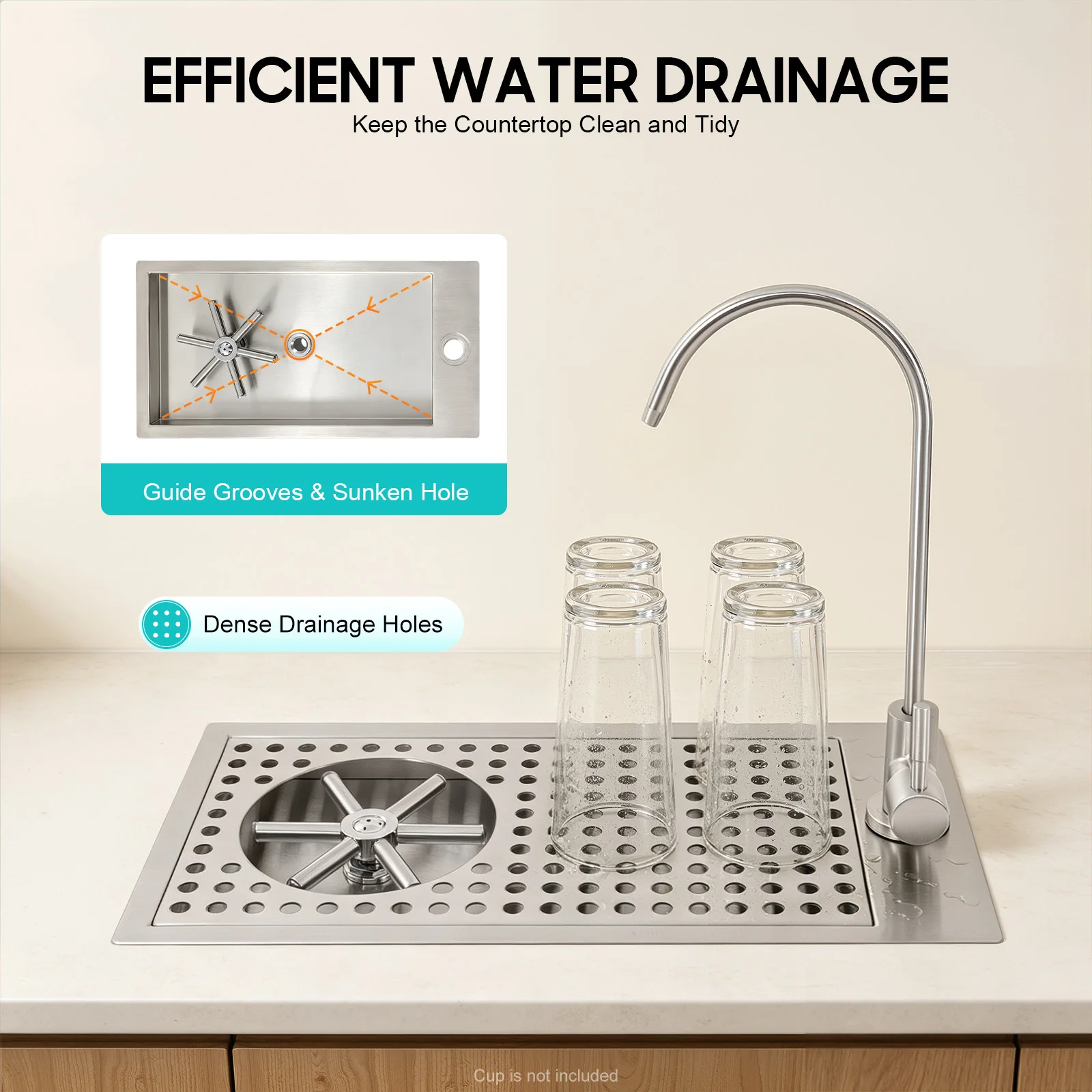 304 Stainless Steel Embedded Cup Washer, Multi-angle Spray Glass Rinser with Faucet for Bar Coffee Shop
304 Stainless Steel Embedded Cup Washer, Multi-angle Spray Glass Rinser with Faucet for Bar Coffee Shop