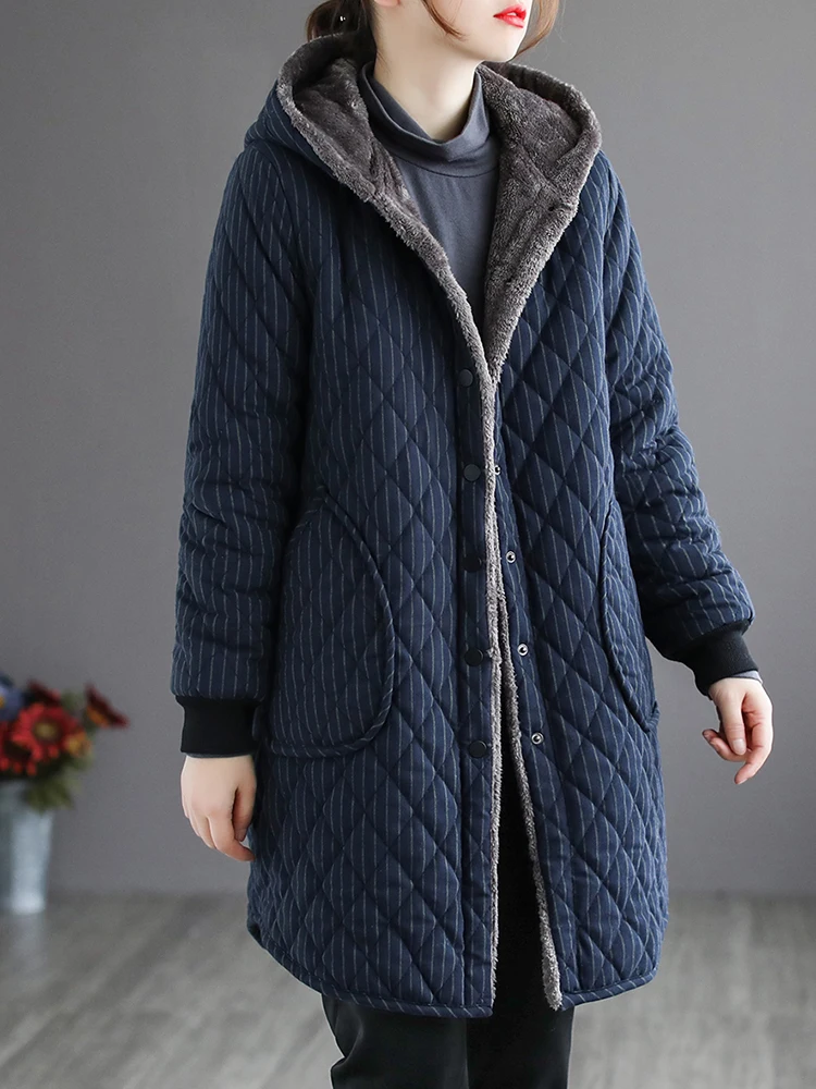 Женская хлопковая куртка с капюшоном Thiened Fce на подкладке средней длины, верхняя одежда в полоску большого размера, корейское длинное пальто све
Женская хлопковая куртка с капюшоном Thiened Fce на подкладке средней длины, верхняя одежда в полоску большого размера, корейское длинное пальто све
