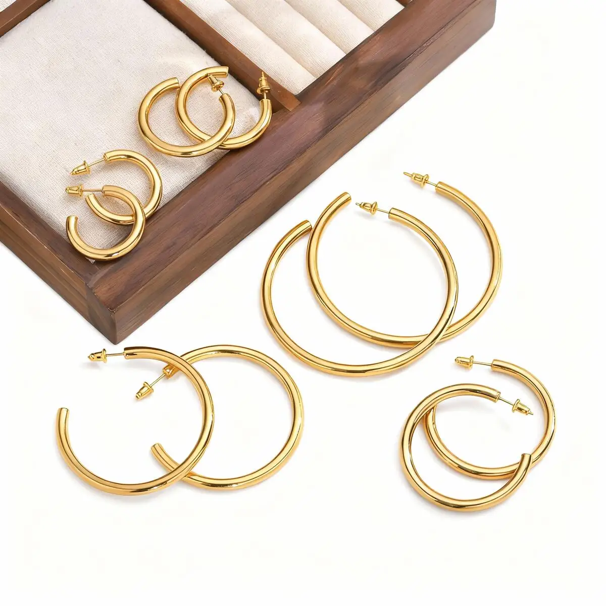 25MM/42MM/50MM/63MM Minimalist Classic Hoop Earring for Women, Gold Plated Open Chunky Hoop Earrings, Stainless Steel Post Hoops
25MM/42MM/50MM/63MM Minimalist Classic Hoop Earring for Women, Gold Plated Open Chunky Hoop Earrings, Stainless Steel Post Hoops
