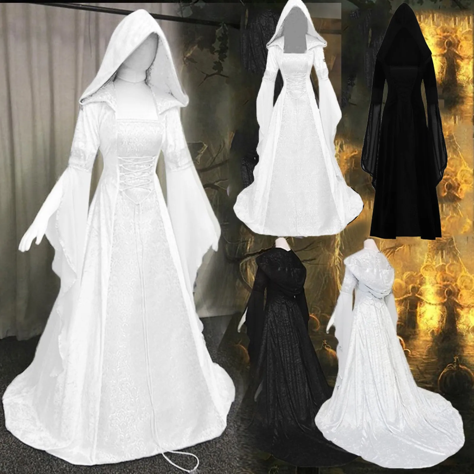New Medieval Dress Halloween Costumes Women Cosplay Palace Noble Long Robes Ancient Bell Sleeve Princess Victorian Dress Robe
New Medieval Dress Halloween Costumes Women Cosplay Palace Noble Long Robes Ancient Bell Sleeve Princess Victorian Dress Robe