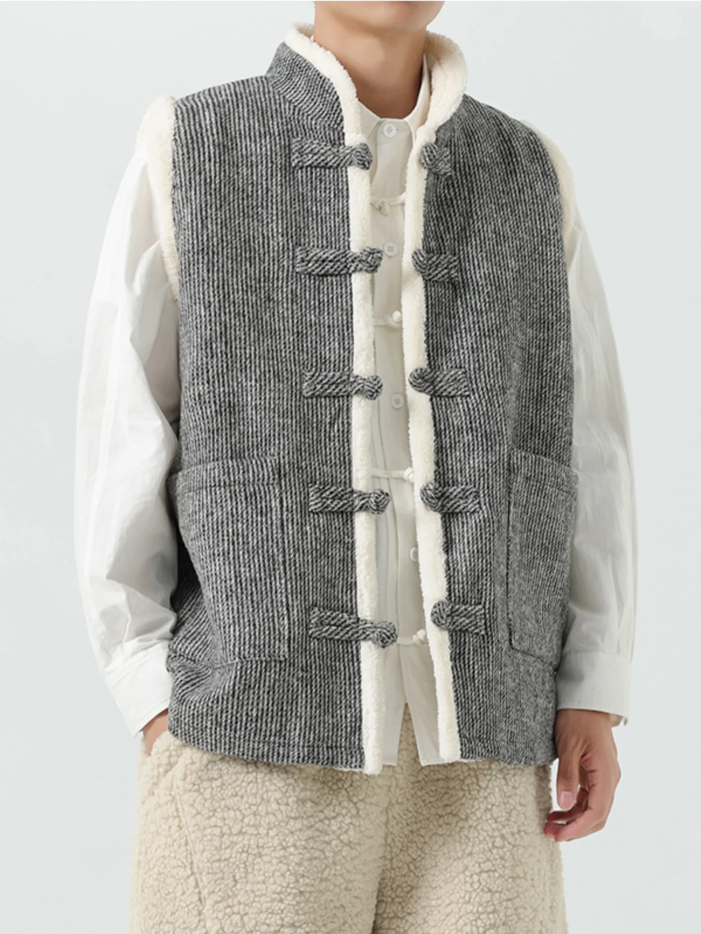 New Chinese Sle Thiened Cotton T Vest Men's Winter Woolen Jaet Svel Lapel Coat Youth Casual Faion
New Chinese Sle Thiened Cotton T Vest Men's Winter Woolen Jaet Svel Lapel Coat Youth Casual Faion