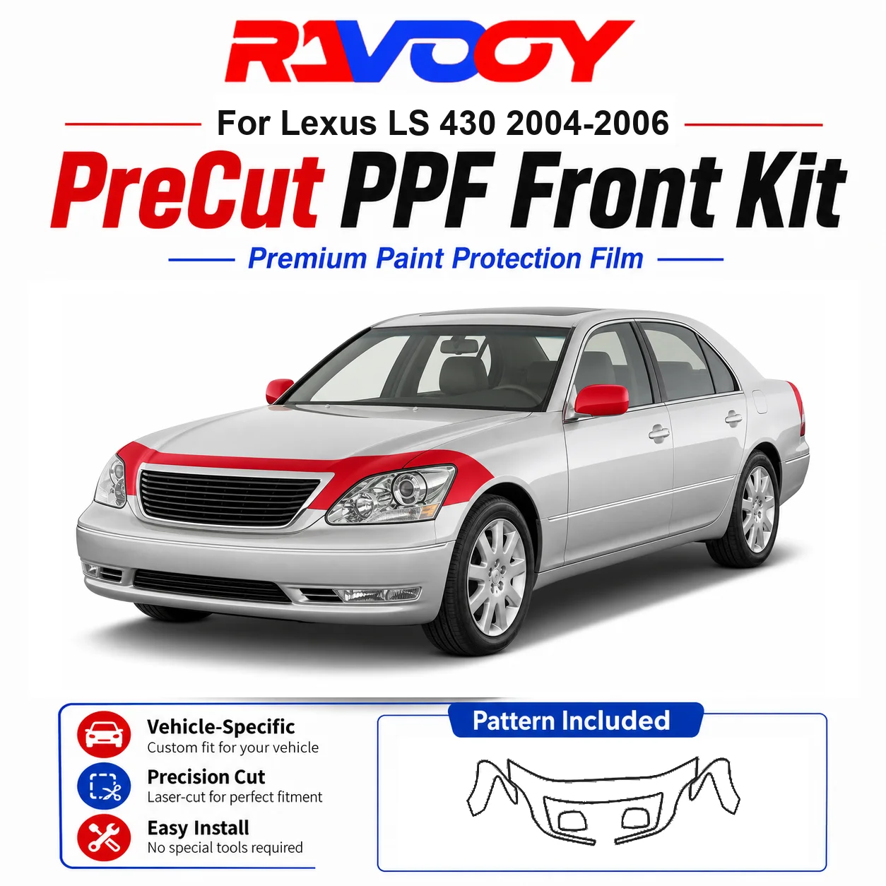 8.5mil TPU Precut PPF Kit For Lexus LS 430 2004-2006 - Hood, Fenders & Mirror Set - Self-Healing Clear Bra Film
8.5mil TPU Precut PPF Kit For Lexus LS 430 2004-2006 - Hood, Fenders & Mirror Set - Self-Healing Clear Bra Film