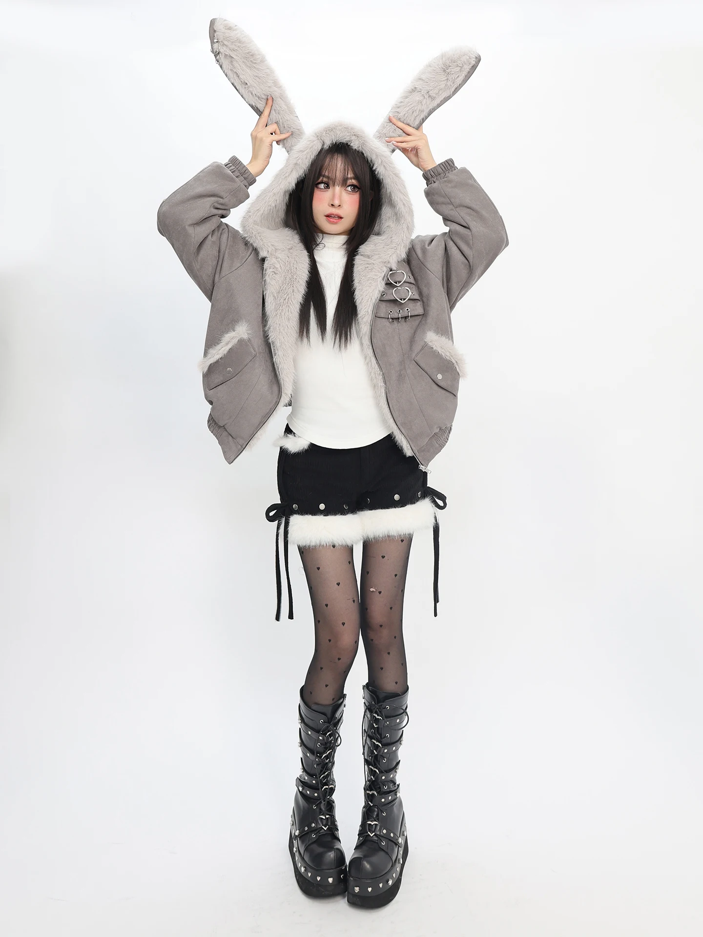 Thiened Faux Rabbit Fur Jaet with Hat for Women wi Original Mis ey Snow Rabbit Flight Jaet Warm ort Coat
Thiened Faux Rabbit Fur Jaet with Hat for Women wi Original Mis ey Snow Rabbit Flight Jaet Warm ort Coat