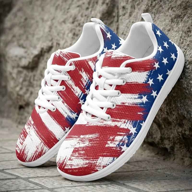 Red, white, and blue star-striped print unisex casual mesh shoes for all seasons Lace-up soft-soled non-slip wear-resistant low-
Red, white, and blue star-striped print unisex casual mesh shoes for all seasons Lace-up soft-soled non-slip wear-resistant low-