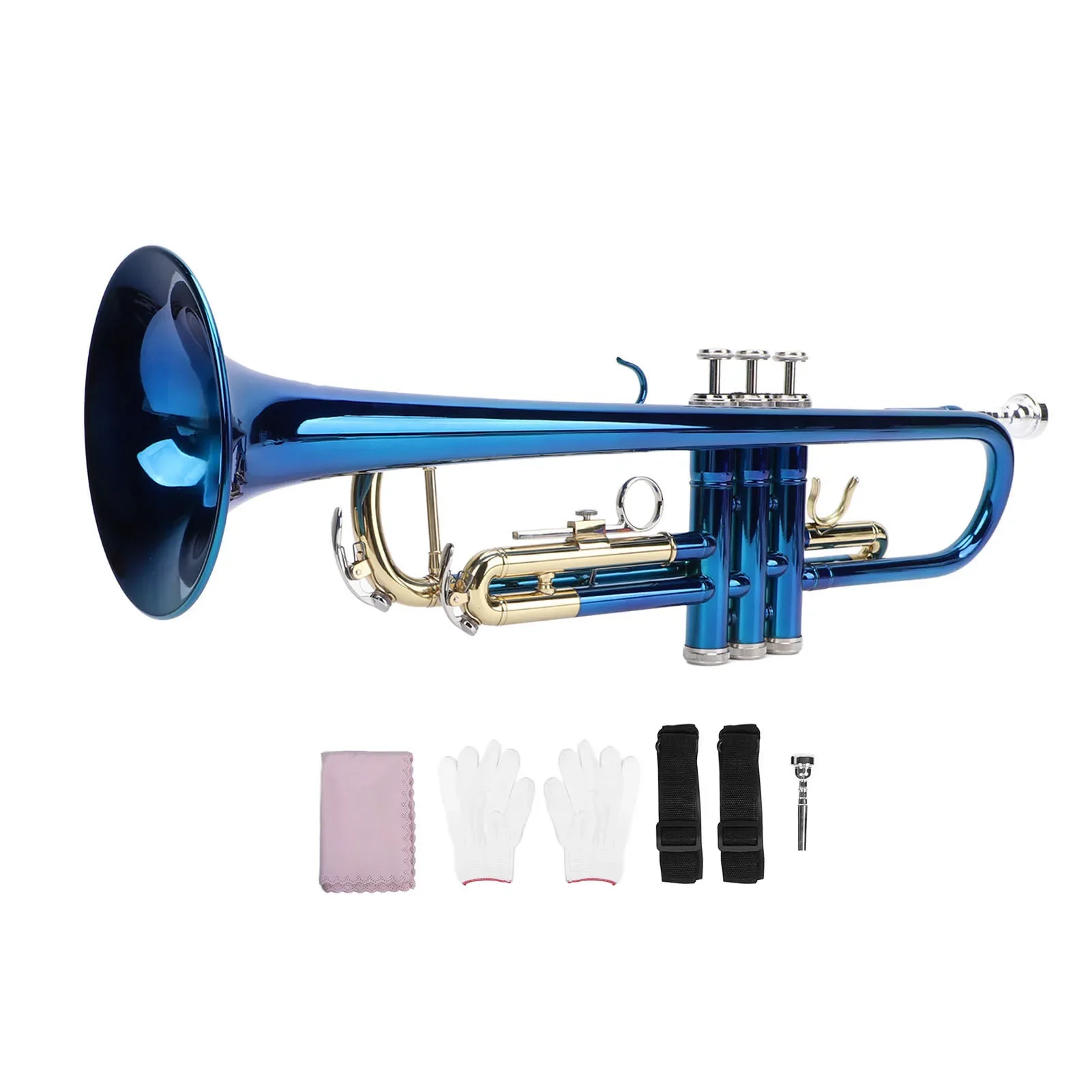 Bb Standard Trumpet Blue Color Copper Gold Keys Beginner Trumpet for Performance and Practice
Bb Standard Trumpet Blue Color Copper Gold Keys Beginner Trumpet for Performance and Practice