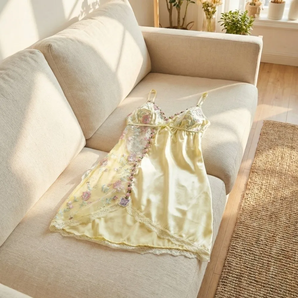 Thin Lace Bow Women's Pajama Dress Embroidered Mesh Transparent Ice Silk Suspender Nightdress Flowers Butterfly Split
Thin Lace Bow Women's Pajama Dress Embroidered Mesh Transparent Ice Silk Suspender Nightdress Flowers Butterfly Split