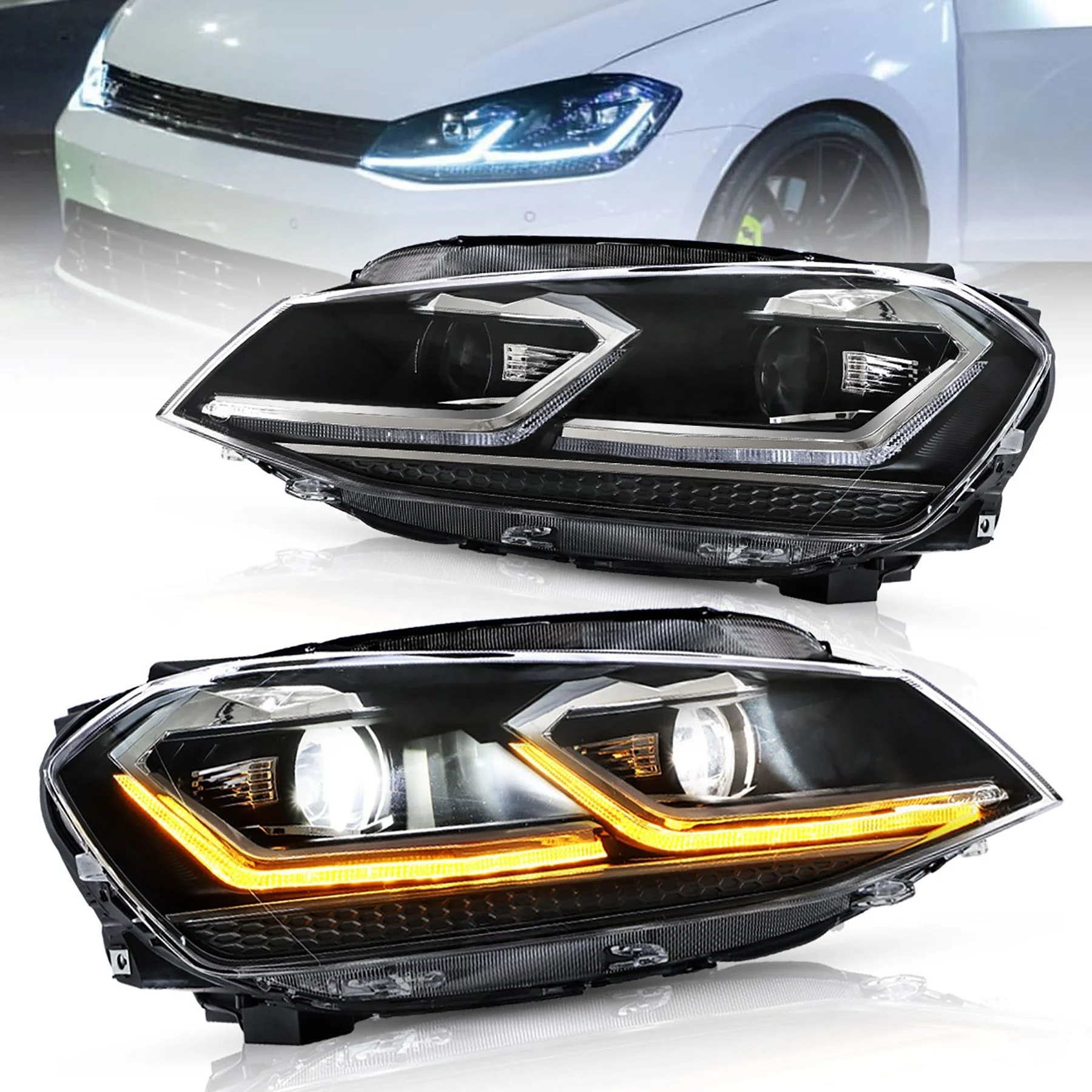 Передние фары VLAND для VW Golf 7 / MK7 2014-2017 (не подходят для моделей Golf GTI и Golf R)
Передние фары VLAND для VW Golf 7 / MK7 2014-2017 (не подходят для моделей Golf GTI и Golf R)