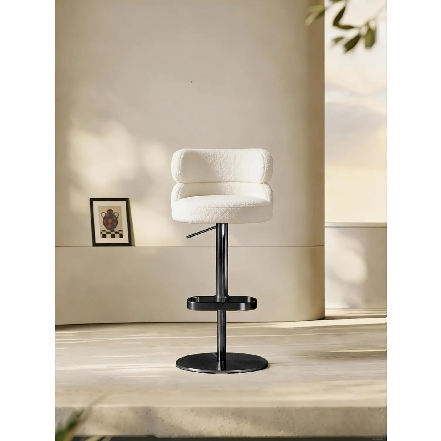 Adjustable Swivel Bar Stool Airlift Counter Height Boucle Fabric Padded Back Gold Chrome Metal Base 1PCS, Customized
Adjustable Swivel Bar Stool Airlift Counter Height Boucle Fabric Padded Back Gold Chrome Metal Base 1PCS, Customized