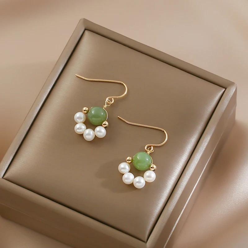 Lii Ji Green Jade Pearl Drop Earrings 14k Gold Filled Dangle Women Earrings 
Lii Ji Green Jade Pearl Drop Earrings 14k Gold Filled Dangle Women Earrings
