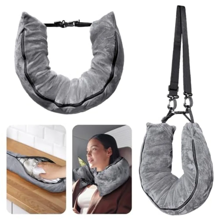 Stuffable Travel Pillow for Extra Luggage, Velvet Travel Neck Pillow Storage Bag with Adjustable Neck Size, Fits About 6 T-Shir
Stuffable Travel Pillow for Extra Luggage, Velvet Travel Neck Pillow Storage Bag with Adjustable Neck Size, Fits About 6 T-Shir