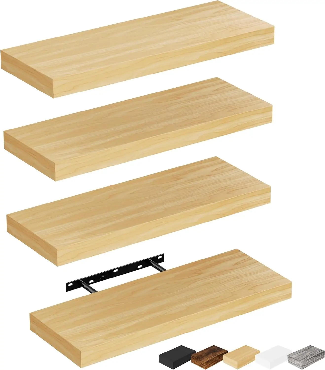 Maple Wood Floating Shelves Set of 4, 16' Wall-Mounted Storage for Kitchen, Living Room, Bedroom, Bathroom
Maple Wood Floating Shelves Set of 4, 16' Wall-Mounted Storage for Kitchen, Living Room, Bedroom, Bathroom
