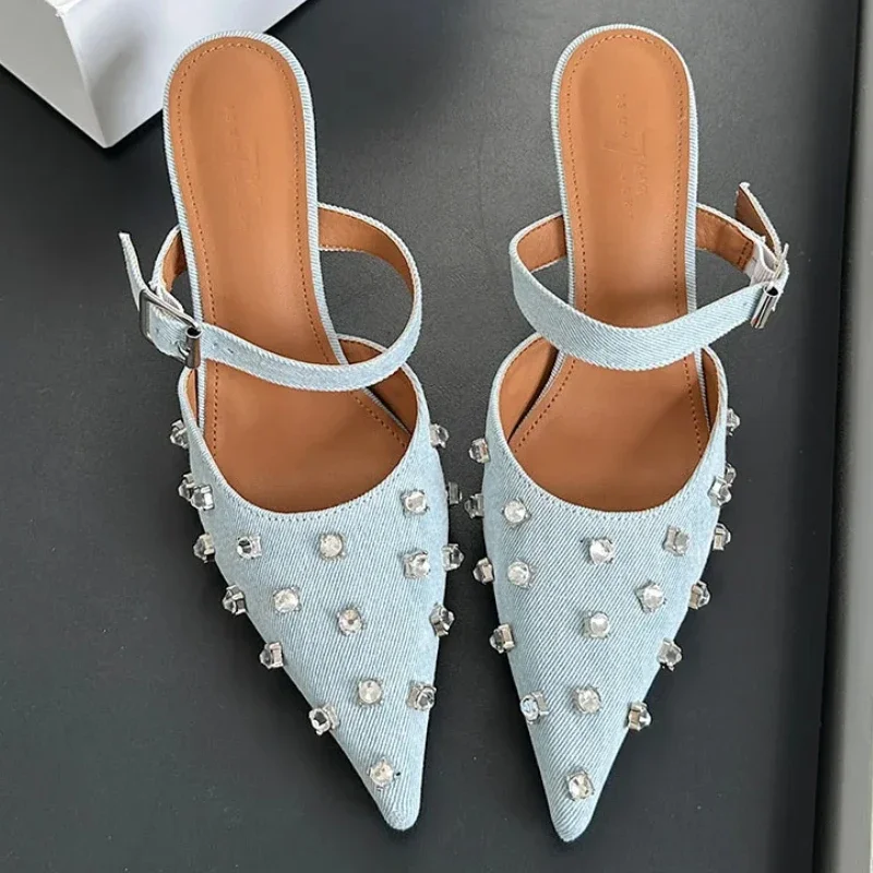 Luxury Rhinestone Mules Pumps Women 2025 New Summer Sexy Pointed Toe Thin High Heels Sandals Ladies Crystal Brand Slippers Women
Luxury Rhinestone Mules Pumps Women 2025 New Summer Sexy Pointed Toe Thin High Heels Sandals Ladies Crystal Brand Slippers Women