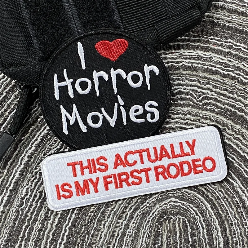 I'M Love Horror Movie Embroidered Patch "This Is Actually My First Rodeo" Morale Badge Hook&loop Backpack Clothing Sticker
I'M Love Horror Movie Embroidered Patch "This Is Actually My First Rodeo" Morale Badge Hook&loop Backpack Clothing Sticker