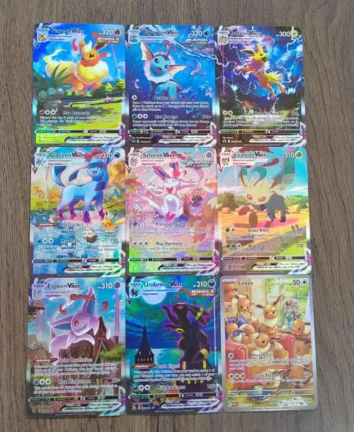9Pcs/set DIY PTCG Pokemon Card Holographic Color Flash Eeveelution Vaporeon Espeon Anime Figure Collection Card Toy Gift Wave 4
9Pcs/set DIY PTCG Pokemon Card Holographic Color Flash Eeveelution Vaporeon Espeon Anime Figure Collection Card Toy Gift Wave 4