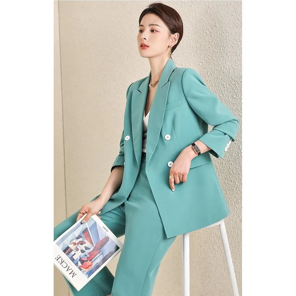 Elegant Blue Suits for Women Double Breasted 2 Pieces Jacket Pants Female Clothing Formal Office Lady Slim Fit Blazers Sets
Elegant Blue Suits for Women Double Breasted 2 Pieces Jacket Pants Female Clothing Formal Office Lady Slim Fit Blazers Sets