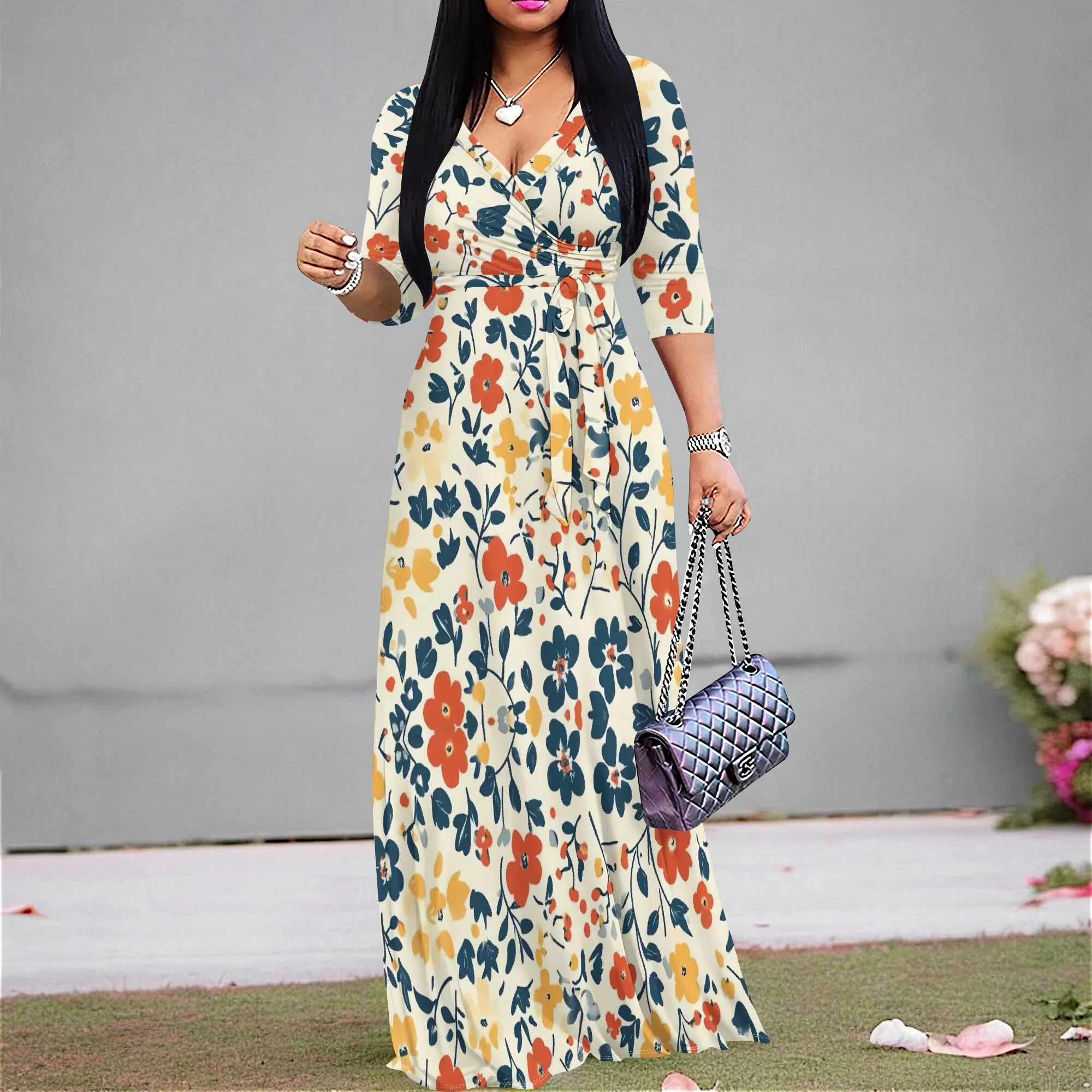 Women's Floral Wrap Dress S-3XL V-Neck Waist Tie Floral Dress for Spring Travel & Weekend Getaway
Women's Floral Wrap Dress S-3XL V-Neck Waist Tie Floral Dress for Spring Travel & Weekend Getaway