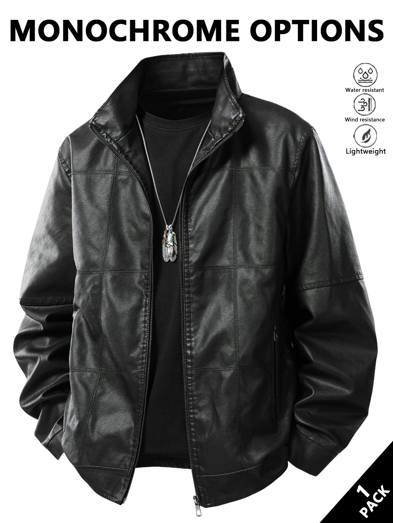 Men's Stand-Up Collar Leather Jacket, Simple and Versatile, Leather Material Gives a High-End Feel, Suitable for Office Commuting, Casual Gatherings with Friends, Autumn and Winter Styling, Street Wear, Leisure and Relaxation, Lightweight Outdoor Wear
Men's Stand-Up Collar Leather Jacket, Simple and Versatile, Leather Material Gives a High-End Feel, Suitable for Office Commuting, Casual Gatherings with Friends, Autumn and Winter Styling, Street Wear, Leisure and Relaxation, Lightweight Outdoor Wear