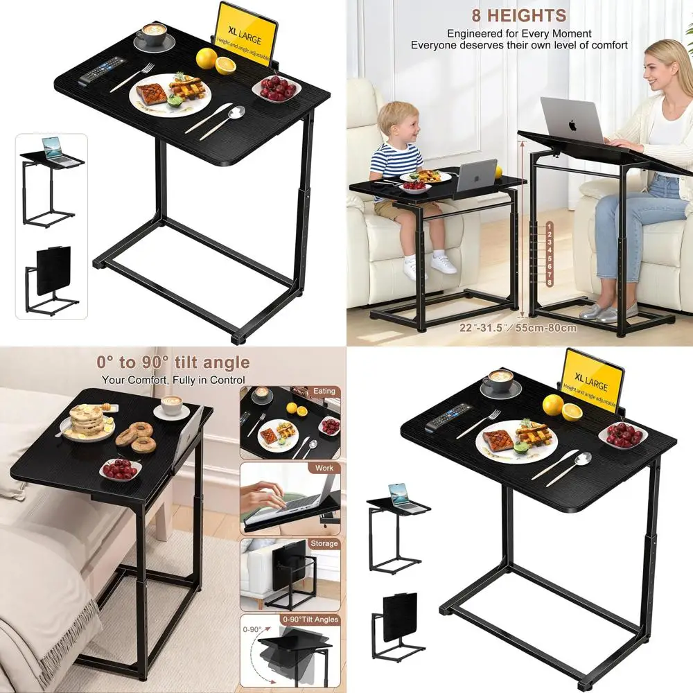 Heavy Duty Adjustable TV Dinner Tray Table with Laptop Desk, Snack Holder, and Tablet Slot - Black
Heavy Duty Adjustable TV Dinner Tray Table with Laptop Desk, Snack Holder, and Tablet Slot - Black