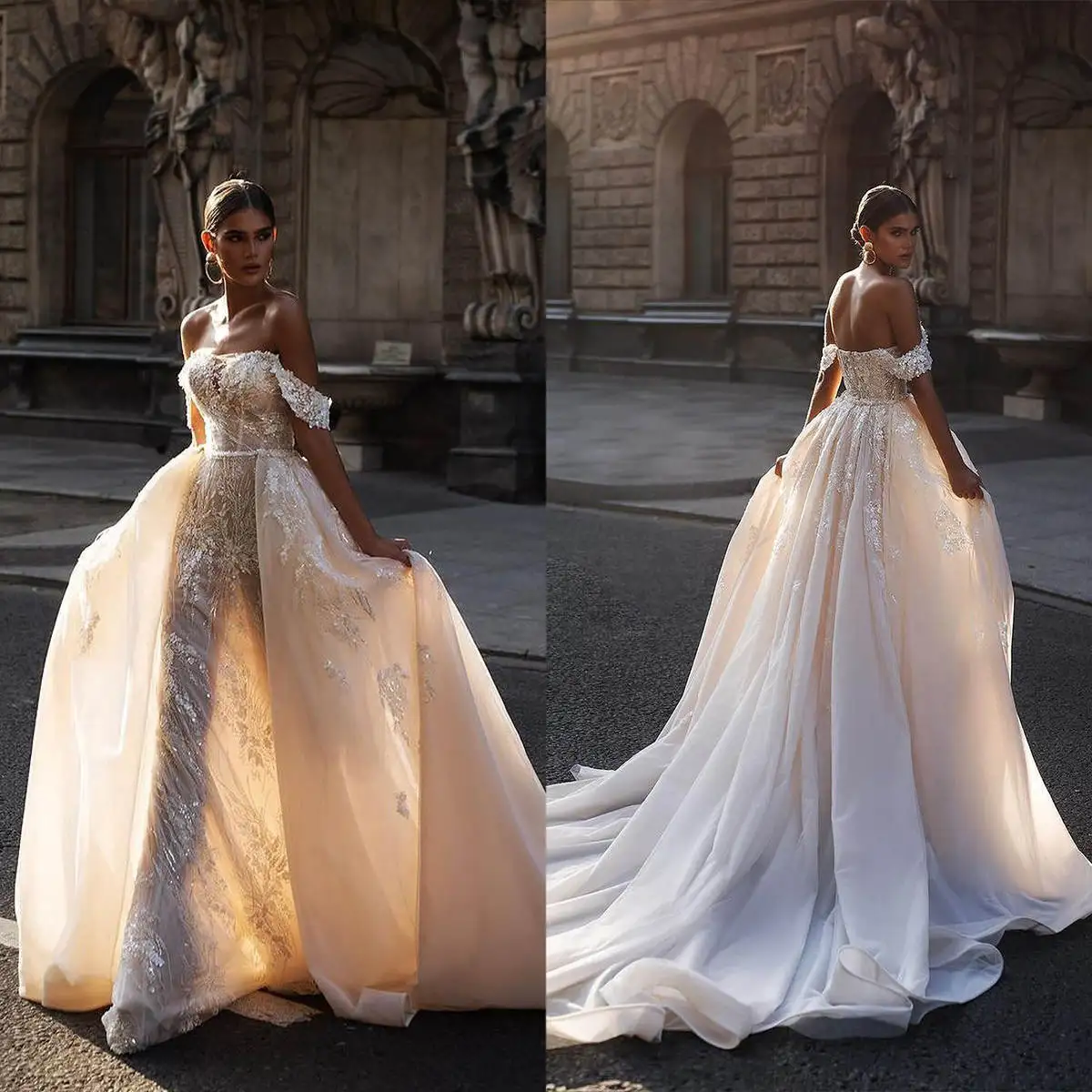 Charming Sequin Applique 2N1 Style Mermaid Prom Gown Off Shoulder Backless Court Train Evening Dress Robes De Soirée Customized
Charming Sequin Applique 2N1 Style Mermaid Prom Gown Off Shoulder Backless Court Train Evening Dress Robes De Soirée Customized