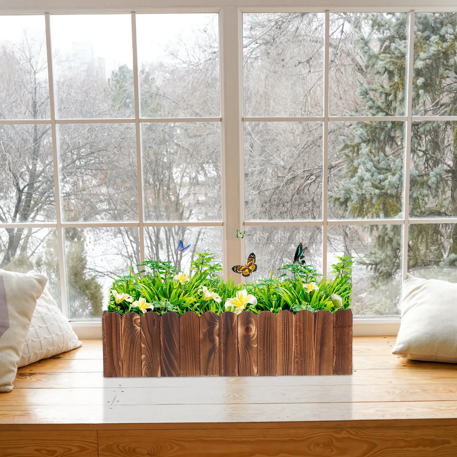 Rustic Wood Rectangle Planter Box Versatile Decorative Flower Container for Restaurant Home Office Wedding Centerpiece Indoor
Rustic Wood Rectangle Planter Box Versatile Decorative Flower Container for Restaurant Home Office Wedding Centerpiece Indoor