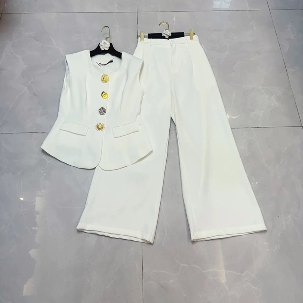 New high-end temperament big button waist vest set wide-leg pants age-reducing suit-GZXX244
New high-end temperament big button waist vest set wide-leg pants age-reducing suit-GZXX244