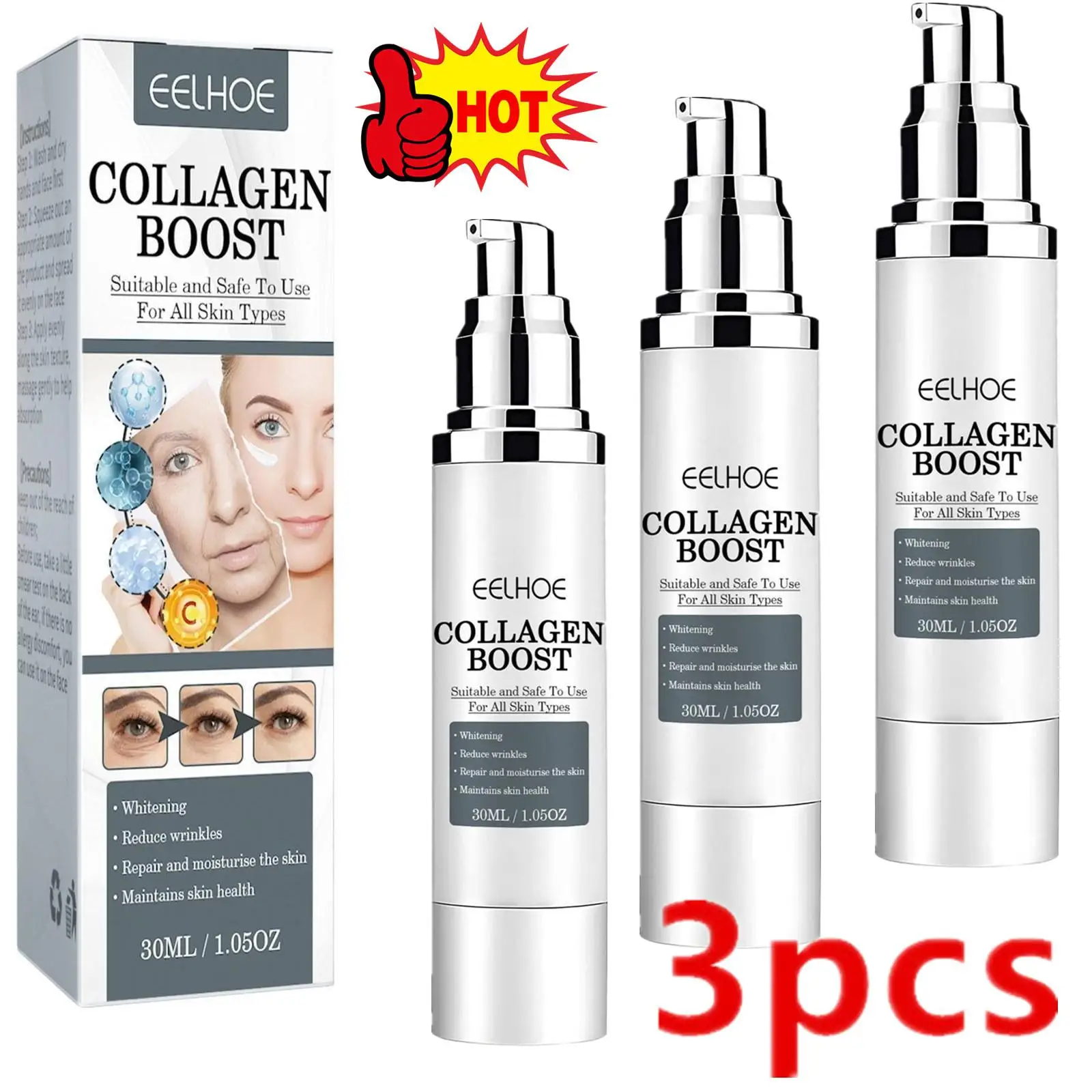 3pcs 30ml Collagen Boost Anti-Aging Serum Dark Spot Corrector Spot Face Serum Pale Spot Dark Wrinkle Removal Serum
3pcs 30ml Collagen Boost Anti-Aging Serum Dark Spot Corrector Spot Face Serum Pale Spot Dark Wrinkle Removal Serum