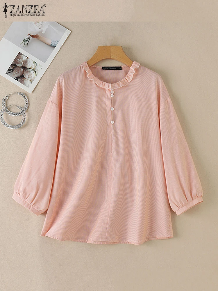 ZANZEA Summer Autumn Women Blouses Elegant Flounce Shirts Fashion Loose Tops Tunic Casual O Neck 3/4 Sleeve Work Blusas Mujer
ZANZEA Summer Autumn Women Blouses Elegant Flounce Shirts Fashion Loose Tops Tunic Casual O Neck 3/4 Sleeve Work Blusas Mujer