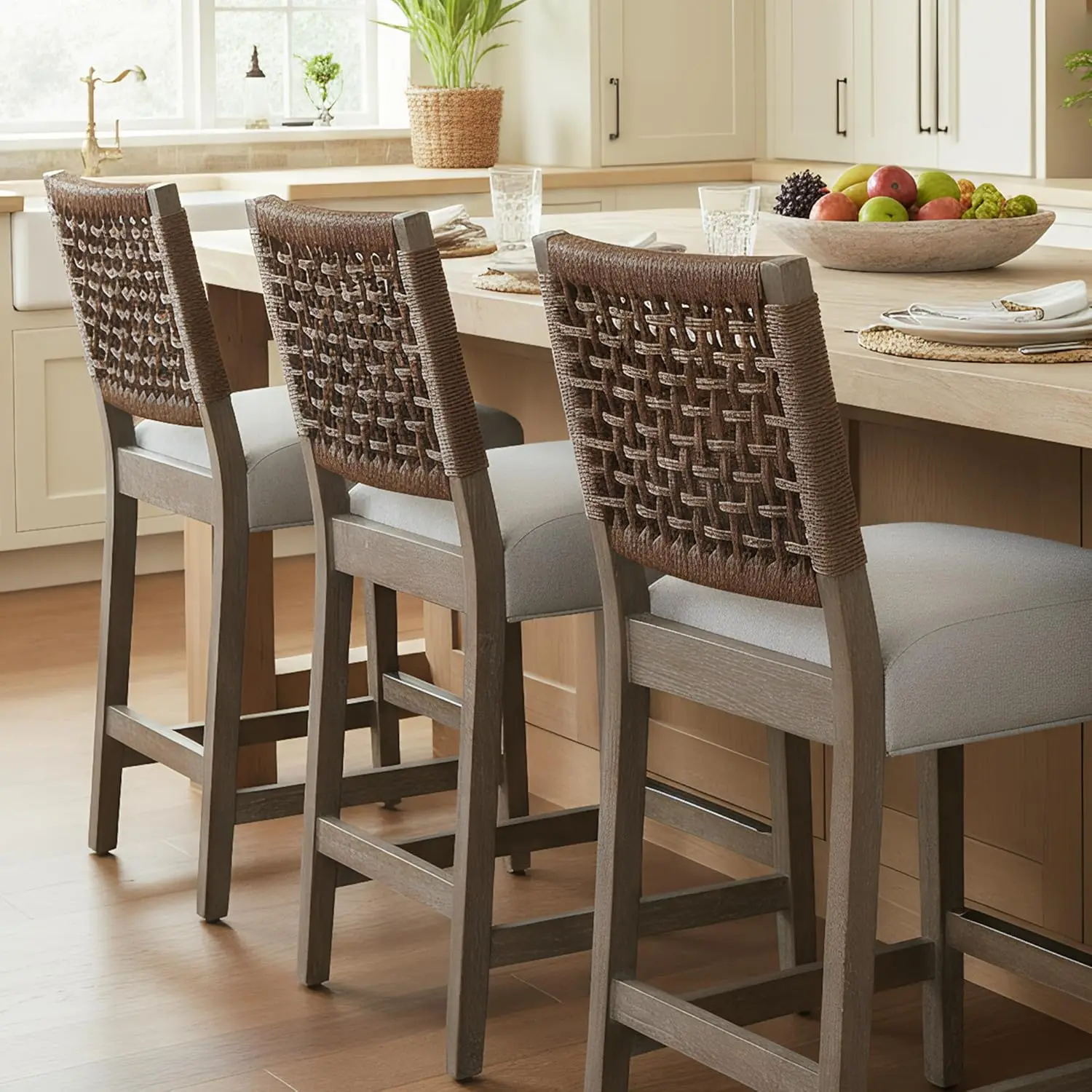 27" Rustic Counter Height Bar Stools for Kitchen Island Midcentury Modern Fabric Patio Stools Set of 2 with Brown, Customized
27" Rustic Counter Height Bar Stools for Kitchen Island Midcentury Modern Fabric Patio Stools Set of 2 with Brown, Customized