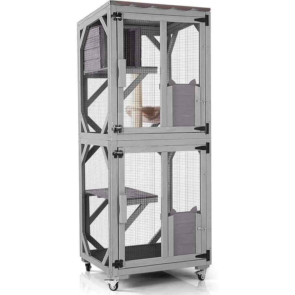 Cat House Catio Outdoor Cat Enclosure on Wheels Kitty Shelter with Waterproof Cover,Large Cat Cage with Resting Room,Platforms
Cat House Catio Outdoor Cat Enclosure on Wheels Kitty Shelter with Waterproof Cover,Large Cat Cage with Resting Room,Platforms