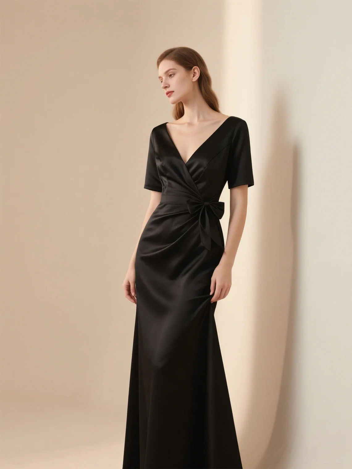 Elegant A-Line Evening Gown Concise Wedding Guest Dress Floor Length Short Sleeve Satin Bow Knot Ruffles 2025 free customized
Elegant A-Line Evening Gown Concise Wedding Guest Dress Floor Length Short Sleeve Satin Bow Knot Ruffles 2025 free customized